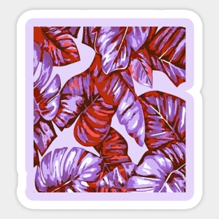 Tropical Leaves Of Banana and Monstera Blue Red Orange Cut Out Sticker